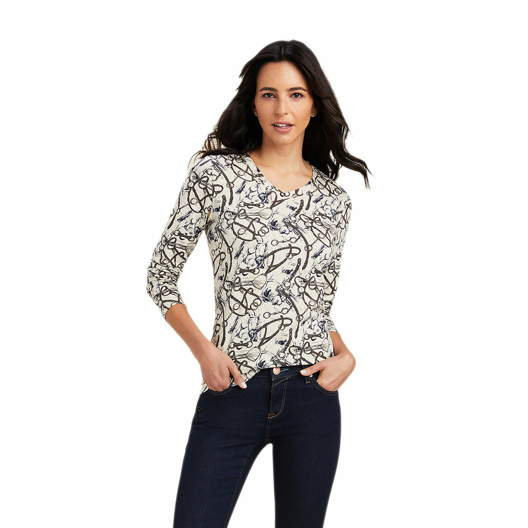 Promo ๐ Ariat ๐ฉ Women's Melange Print Long Sleeve ๐ Shirt โจ 6 Ariat Women's Melange Print Long Sleeve Shirt