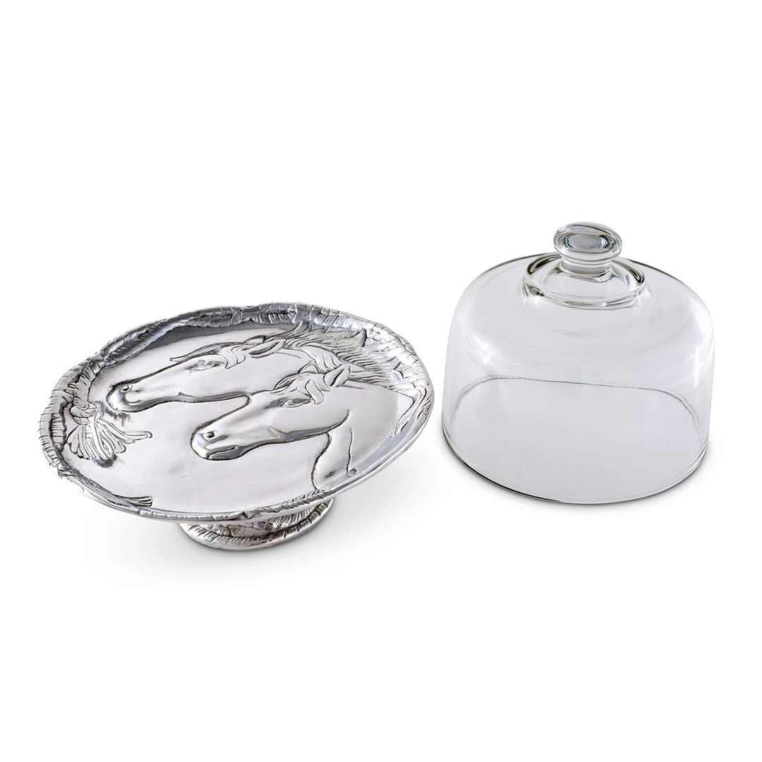 Brand new 🔔 Equestrian Decor Arthur Court Equestrian Footed Plate With Glass Dome - 8" 🤩 4 Equestrian Decor Arthur Court Equestrian Footed Plate With Glass Dome - 8"