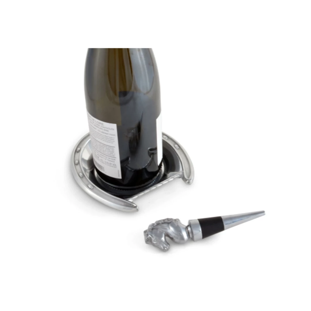 Cheap ⌛ Arthur Court Equestrian Coaster/Wine Stopper Set - Horseshoe ⌛ 4 Arthur Court Equestrian Coaster/Wine Stopper Set - Horseshoe