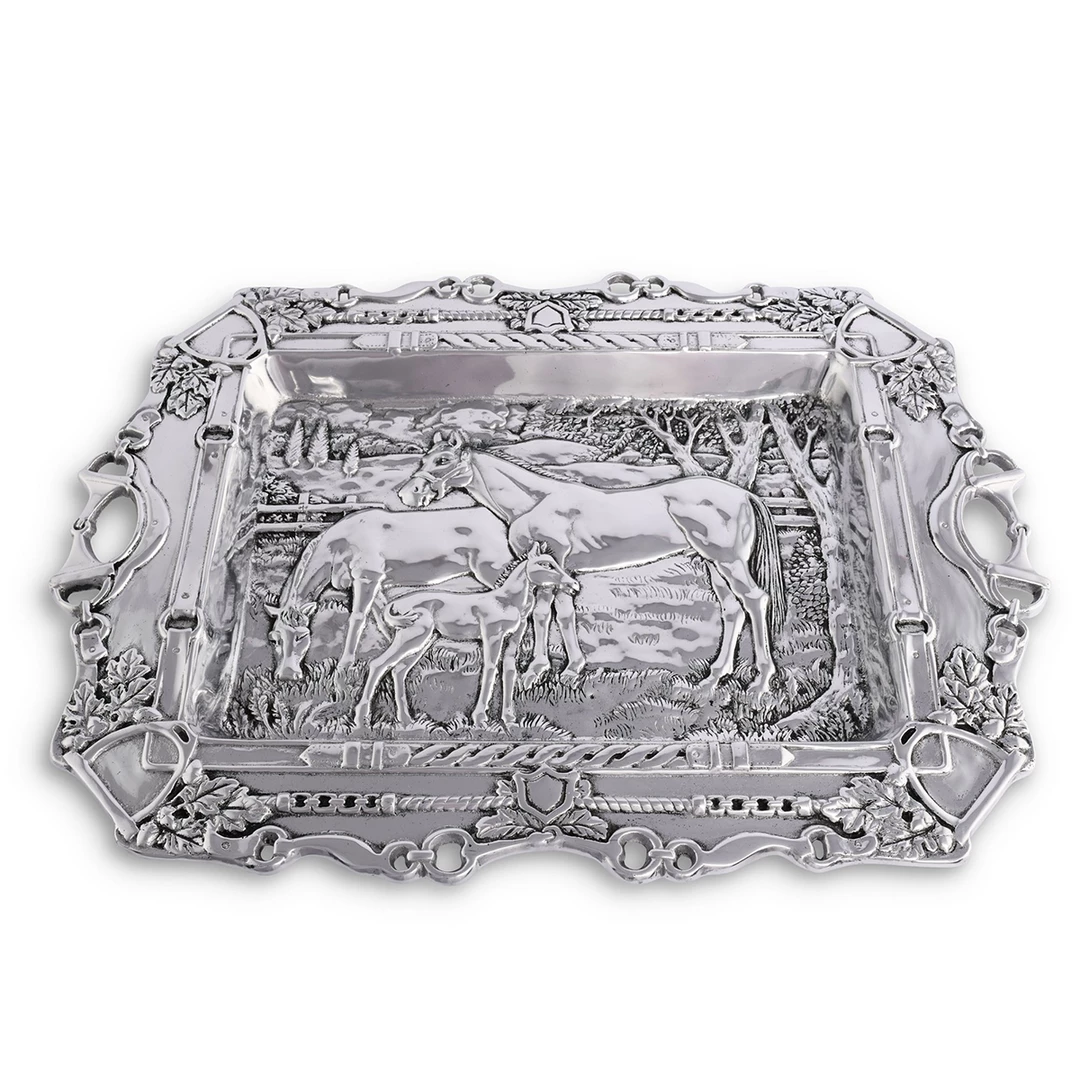 Budget 🤩 Equestrian Decor Arthur Court Grazing Horses Parlor Tray 😉 3 Equestrian Decor Arthur Court Grazing Horses Parlor Tray
