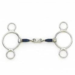 English Riding Supply Centaur Blue Steel 2 Ring French Link Gag Bit