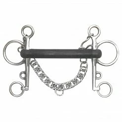 English Riding Supply Centaur Stainless Steel Hard Rubber Mullen Mouth Pelham Bit