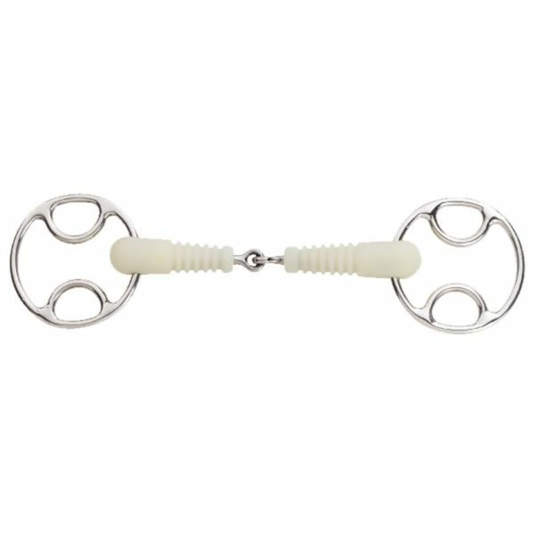 Hot Sale 🥰 English Riding Supply Happy Mouth Jointed Ribbed Mouth Loop Ring Gag Bit 😍 3 English Riding Supply Happy Mouth Jointed Ribbed Mouth Loop Ring Gag Bit