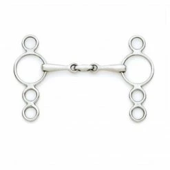 English Riding Supply Centaur Stainless Steel Small Cheek 3-Ring Gag With Center Peanut Bit Horse Bits