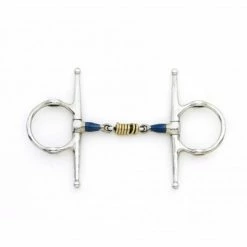 English Riding Supply Centaur Blue Steel Full Cheek Double Jointed Mouth With Loose Brass Roller Disks