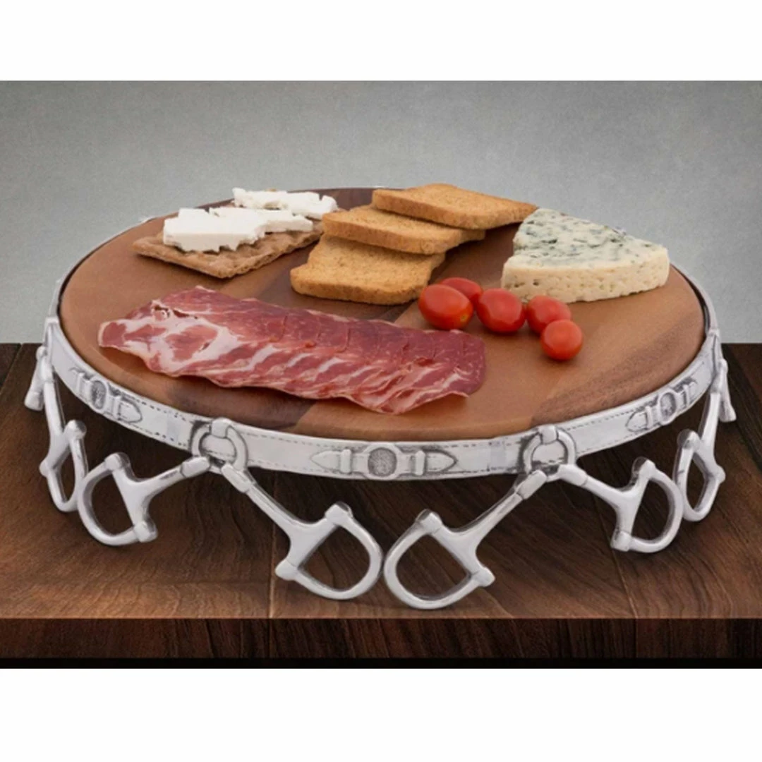 Outlet 👏 Equestrian Decor Arthur Court Equestrian Wooden Cheese Pedestal 💯 4 Equestrian Decor Arthur Court Equestrian Wooden Cheese Pedestal