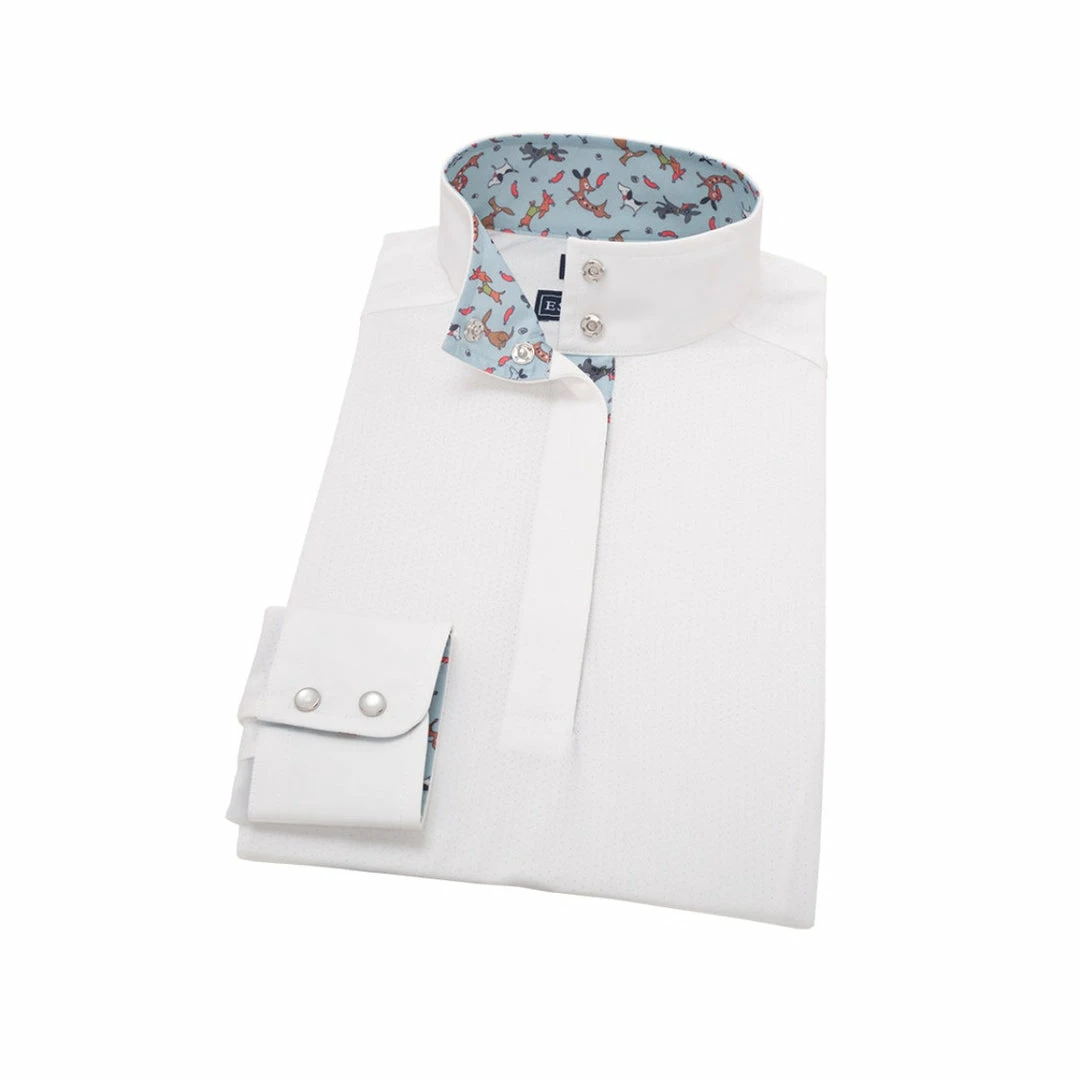 Hot Sale 🔥 Essex Classics Ladies Danny & Ron's Rescue "Hot Diggity 🐕 Dog" Talent Yarn Straight Collar Show 👕 Shirt 🎉 3 Essex Classics Ladies Danny & Ron's Rescue "Hot Diggity Dog" Talent Yarn Straight Collar Show Shirt