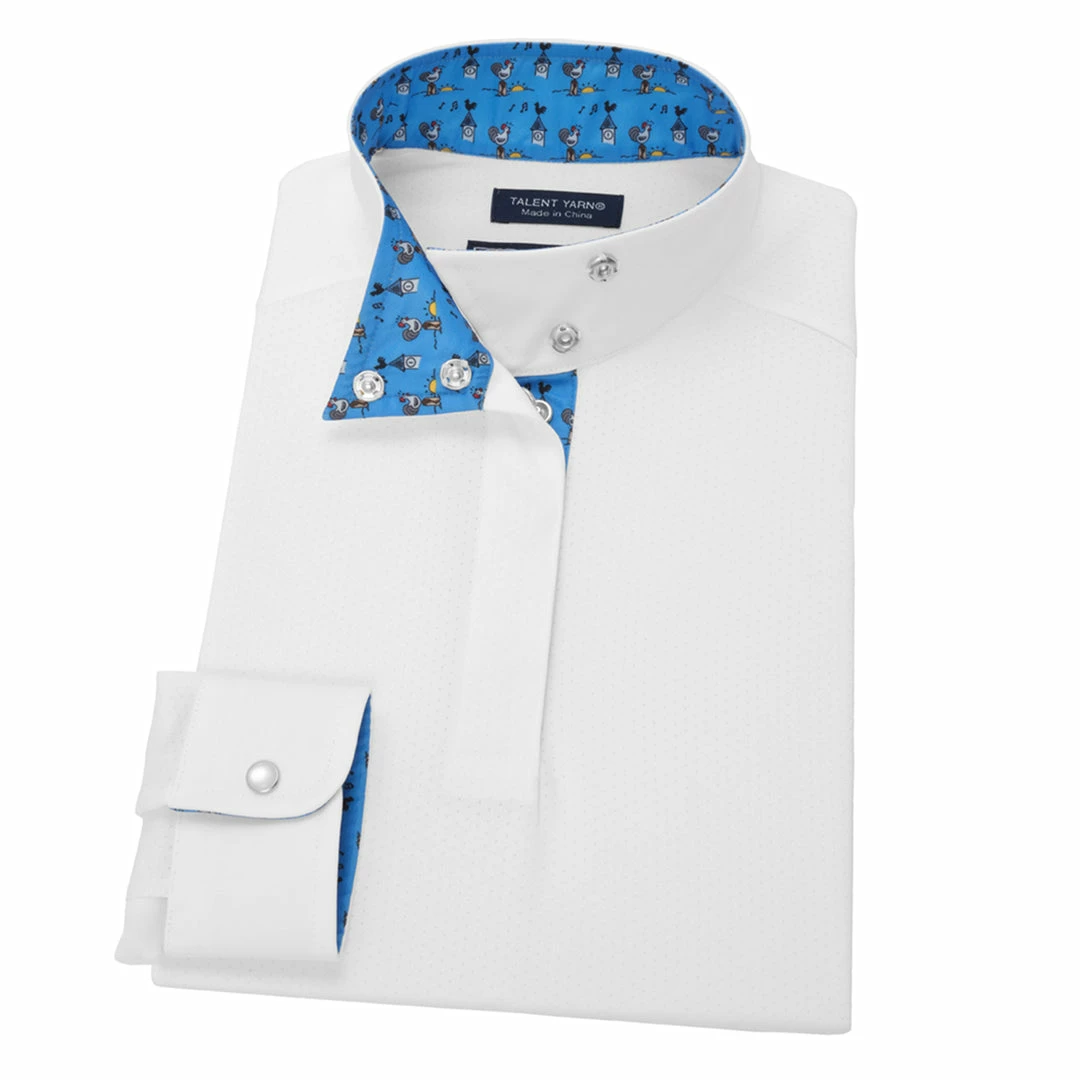 Brand new ✨ Show 👕 Shirts Essex Classics 👧 Girls "Roosters" Talent Yarn Wrap Collar Long Sleeve Show 👕 Shirt ❤️ 3 Show Shirts Essex Classics Girls "Roosters" Talent Yarn Wrap Collar Long Sleeve Show Shirt