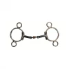 French Equestrian Jump'in Double Jointed Blue Steel With Copper Rings 3-Ring Bit