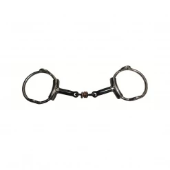 French Equestrian Horse Bits Jump'in Double Jointed Blue Steel With Copper Rings Gag Bit