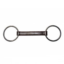 French Equestrian Horse Bits Jump' In Straight Leather Loose Ring Bit