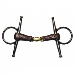 French Equestrian Jump'in Leather Covered French Link Full Cheek Bit