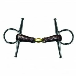 French Equestrian Jump'in Leather Covered French Link Full Cheek Gag Bit
