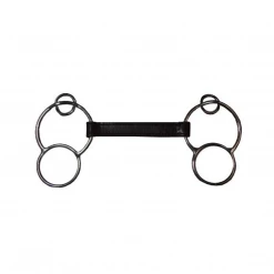 French Equestrian Horse Bits Jump'in Leather 3-Ring Bit