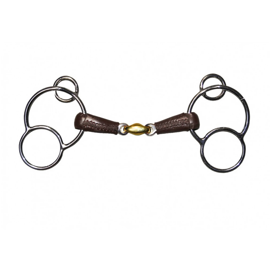 Outlet 🔔 French Equestrian Horse Bits Jump'in Leather Covered French Link German 3-Ring Bit 🛒 3 French Equestrian Horse Bits Jump'in Leather Covered French Link German 3-Ring Bit