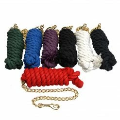 Jacks Mfg Cotton Lead Rope With Brass Plated Chain And Snap