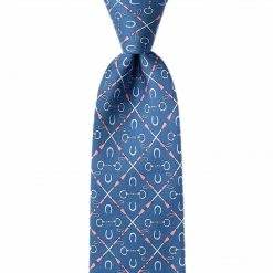 Wild Attire Inc. Cream Of The Crop Blue Silk Tie Equestrian Accessories