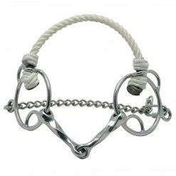 Partrade Metalab Single Joint Twisted Combination Bit With Rope Noseband Horse Bits