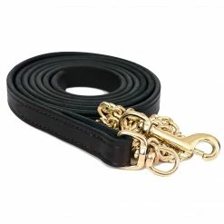 Perri's Leather Lead With Brass Plated Chain Halters & Leads
