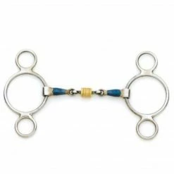 English Riding Supply Centaur Blue Steel 2-Ring Gag Bit With Loose Brass Roller Disks Horse Bits