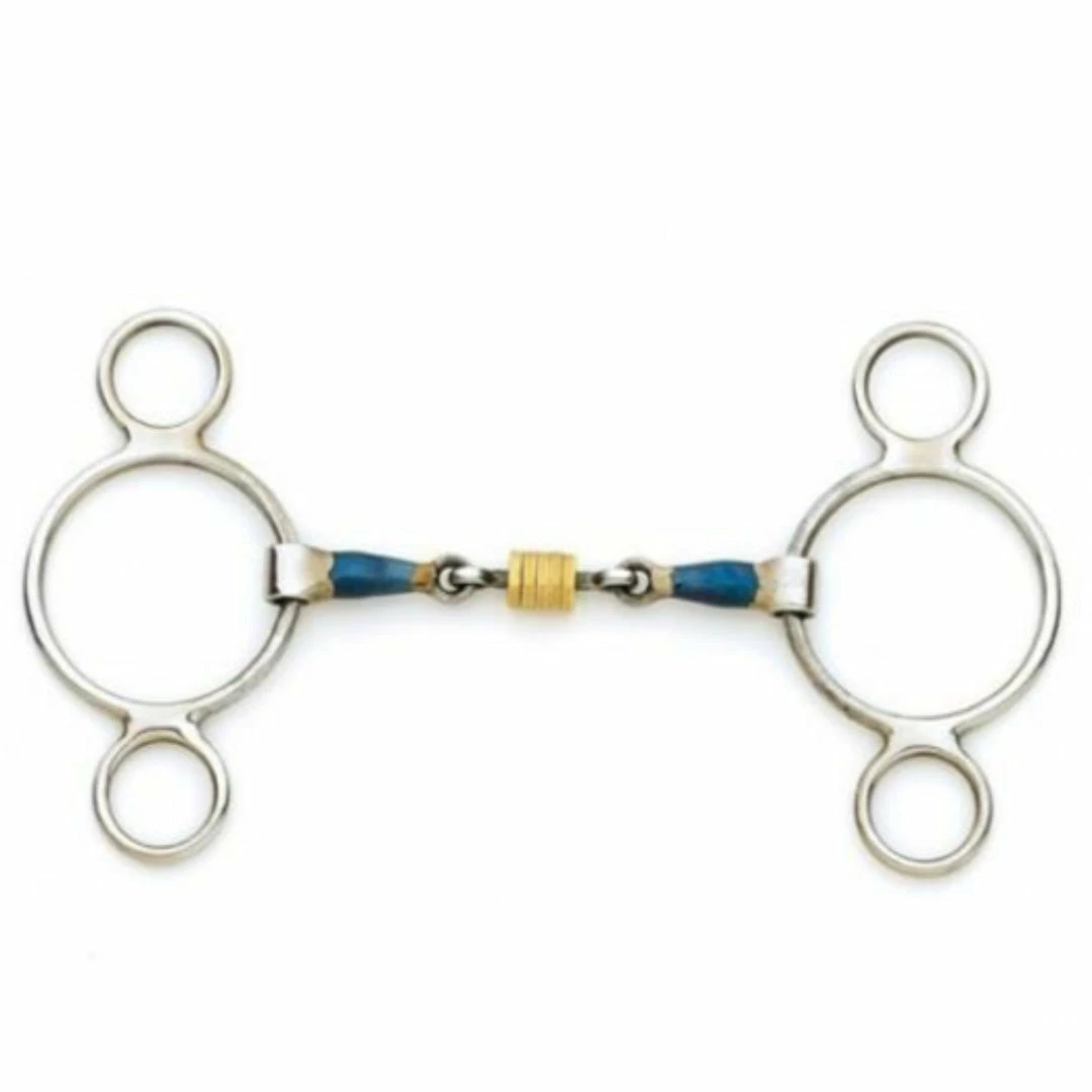 Cheapest 🤩 English Riding Supply Centaur Blue Steel 2-Ring Gag Bit With Loose Brass Roller Disks Horse Bits 🤩 3 English Riding Supply Centaur Blue Steel 2-Ring Gag Bit With Loose Brass Roller Disks Horse Bits