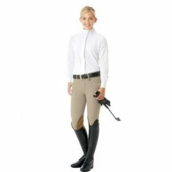 English Riding Supply Ovation Child's Celebrity EuroWeave DX Euro Seat Front Zip Knee Patch Breeches