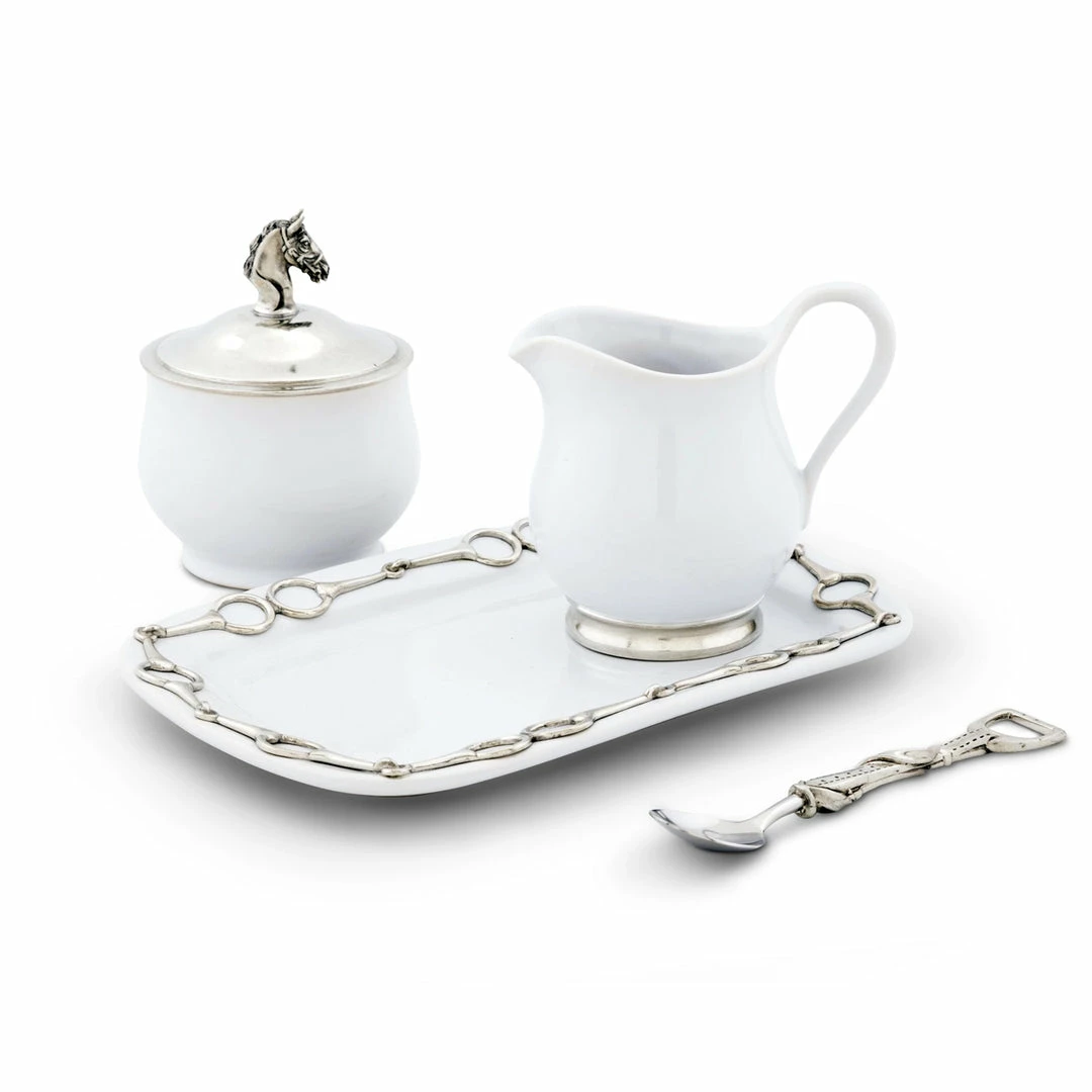 New 🎁 Equestrian Decor Arthur Court Sugar & Creamer Set 😉 4 Equestrian Decor Arthur Court Sugar & Creamer Set