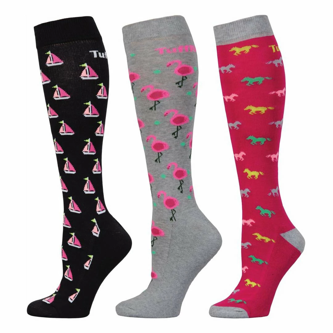 Cheapest 🎁 JPC Equestrian TuffRider Ladies Flamingo/Boat/Horse Knee Hi 🧦 Socks 🔥 3 JPC Equestrian TuffRider Ladies Flamingo/Boat/Horse Knee Hi Socks