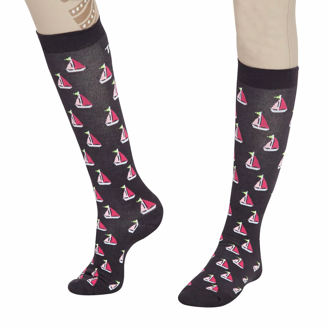 Cheapest 🎁 JPC Equestrian TuffRider Ladies Flamingo/Boat/Horse Knee Hi 🧦 Socks 🔥 4 JPC Equestrian TuffRider Ladies Flamingo/Boat/Horse Knee Hi Socks